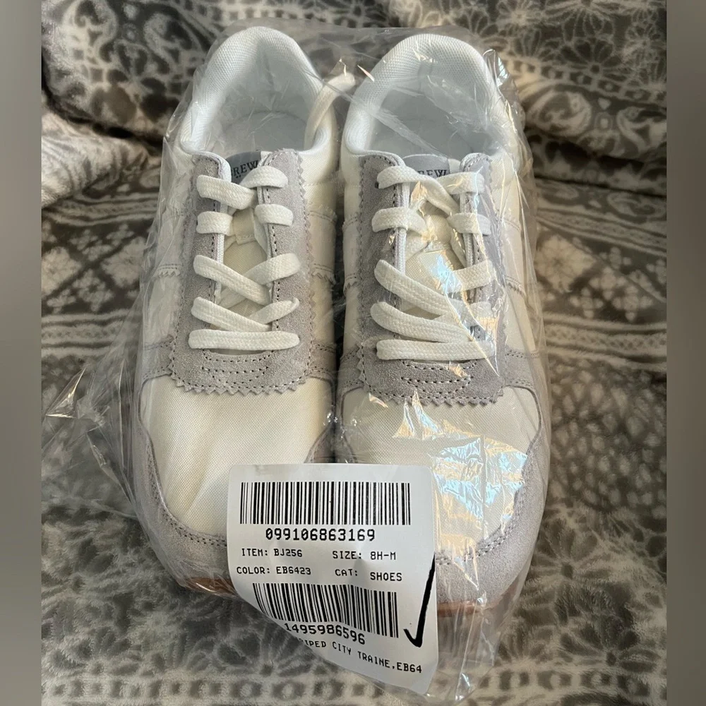 J. Crew Nylon striped city sneakers BJ256 Gray Drawstring White and Gray 8.5 - Picture 9 of 9